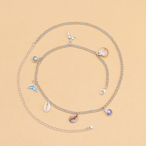 สร้อยคาดเอวเปลือกหอยสไตล์โบฮีเมียน จี้หางปลาสีน้ำเงิน สร้อยคล้องตัวแบบชั้นเดียว โลหะผสมสังกะสี เครื่องประดับแฟชั่น - Product Image 3