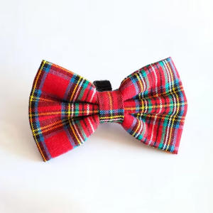 Bestseller Umweltfreundliches Modisches Rotes Tartan-Kariertes Hundehalsband mit Fliege aus Cord-Material für Katzen & Hunde Halloween/Weihnachten - Product Image 1