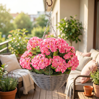 Cesta Suspensa de Flores Artificiais para Decoração Externa de Pátio, Varanda, Jardim e Villa