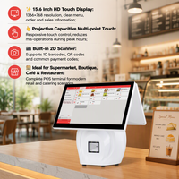 Terminal de point de vente (PDV) tout-en-un 15,6 pouces avec écran tactile, machine de commande et de paiement sous Windows pour restaurant - Vente en gros