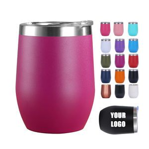 Custom Logo New Design 360ml/12oz Double Walled Egg <strong>Wine</strong> Cup with Lid 304 Stainless Steel Travel <strong>Tumbler</strong> for Party Office - Product Image 1