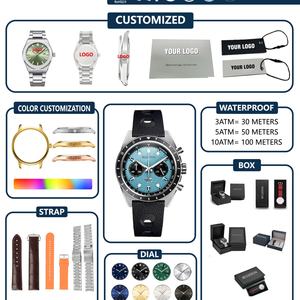 Reloj de Lujo para Hombre con Cronógrafo de Cuarzo, Taquímetro, Correa de Cuero, Caja de Acero Inoxidable y Esfera Analógica - Product Image 3