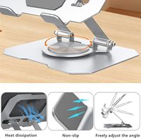 Support ergonomique pour ordinateur portable rotatif à 360 degrés, support réglable en hauteur pour ordinateur portable de 17 pouces, support portable en aluminium, refroidissement