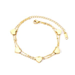 Pulseras de Joyería al por Mayor con Colgante de Doble Corazón para Chicas, Diseño en Acero Inoxidable con Baño de Oro de 14K - Product Image 4