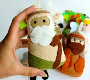 Baubles all'ingrosso fatti <span class=keywords><strong>a</strong></span> mano muro custom baubles presepe set figurine decorazione in feltro albero di natale ornamenti appesi - Product Image 5