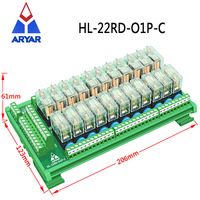 Module de relais G2R-1-E à 22 canaux Montage sur rail DIN AC/DC 12V 24V Contrôle 22 DPDT 16Amp Module d'interface de relais de puissance enfichable.
