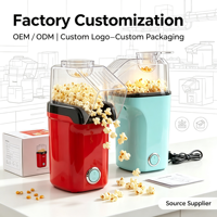 Machine à Popcorn Électrique Mini en Alliage d'Aluminium, Classe A+++ Écoénergétique, Technologie de Chauffage Rapide pour la Maison et l'Extérieur, Idéale pour la Famille
