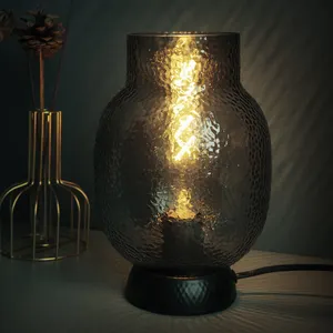 Lámpara de mesa decorativa de cristal vintage de gran oferta E27 lámpara de hongo de lujo lámparas de noche led creativas