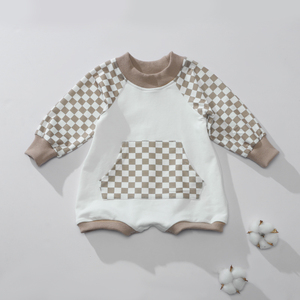 Nuevo Diseño de Ropa para Bebés, Mono con Estampado a Cuadros Beige Caqui, Traje de Una Pieza para Recién Nacidos - Product Image 1