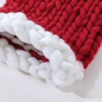 Gorro de Navidad de punto grueso hecho a mano, gorro de elfo de punto grueso con pompón, gorro de invierno para las fiestas, logotipo bordado personalizado