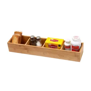 Bamboe Keuken Make Drawer Organizer Desktop Opbergdoos Met 3 Verwijderbare Verdelers