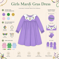 Puresun Groothandelsprijs CPC Gecertificeerd 100% Katoen Mardi Gras Fleur De Lis Geborduurde Geruite Meisjes Jurk voor peuters 1-6 jaar