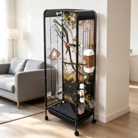 Grande cage à perroquets moderne en métal, de luxe, extra spacieuse, pour l'intérieur, avec roulettes, emballage en boîte