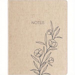 Large Plain Linen Cover Writing Journal 256 Ruled Cream Pages Ribbon <b>Bookmark</b> Lay Flat Desk Size Lined Notebook Made Guangdong - Product Image 2