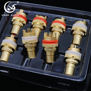 Cheap Binding Post YIVO XSSH Audio HIFI DIY OEM ODM Brass Plated Gold Female RCA Connector Chassis <strong>Socket</strong> <strong>8mm</strong> Cable Y805 1.5A - Product Image 5