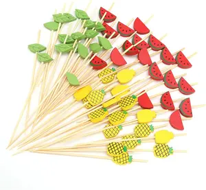 Paletas feitas à mão para coquetel, palitos de madeira de bambu, aperitivos para festa, sobremesa, bebida, frutas, churrasco, copos