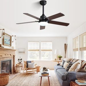 Ventilateur de plafond moderne 42 pouces, 5 pales, lumière LED, télécommande, moteur DC, pales en bois, montage encastré pour chambre à coucher - Product Image 6