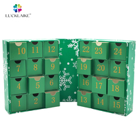 Boîtes de calendrier de l'avent personnalisées vertes 24 jours avec compte à rebours magnétique, emballage en papier cartonné, boîtes mystérieuses pour cadeaux surprise, pour bougies