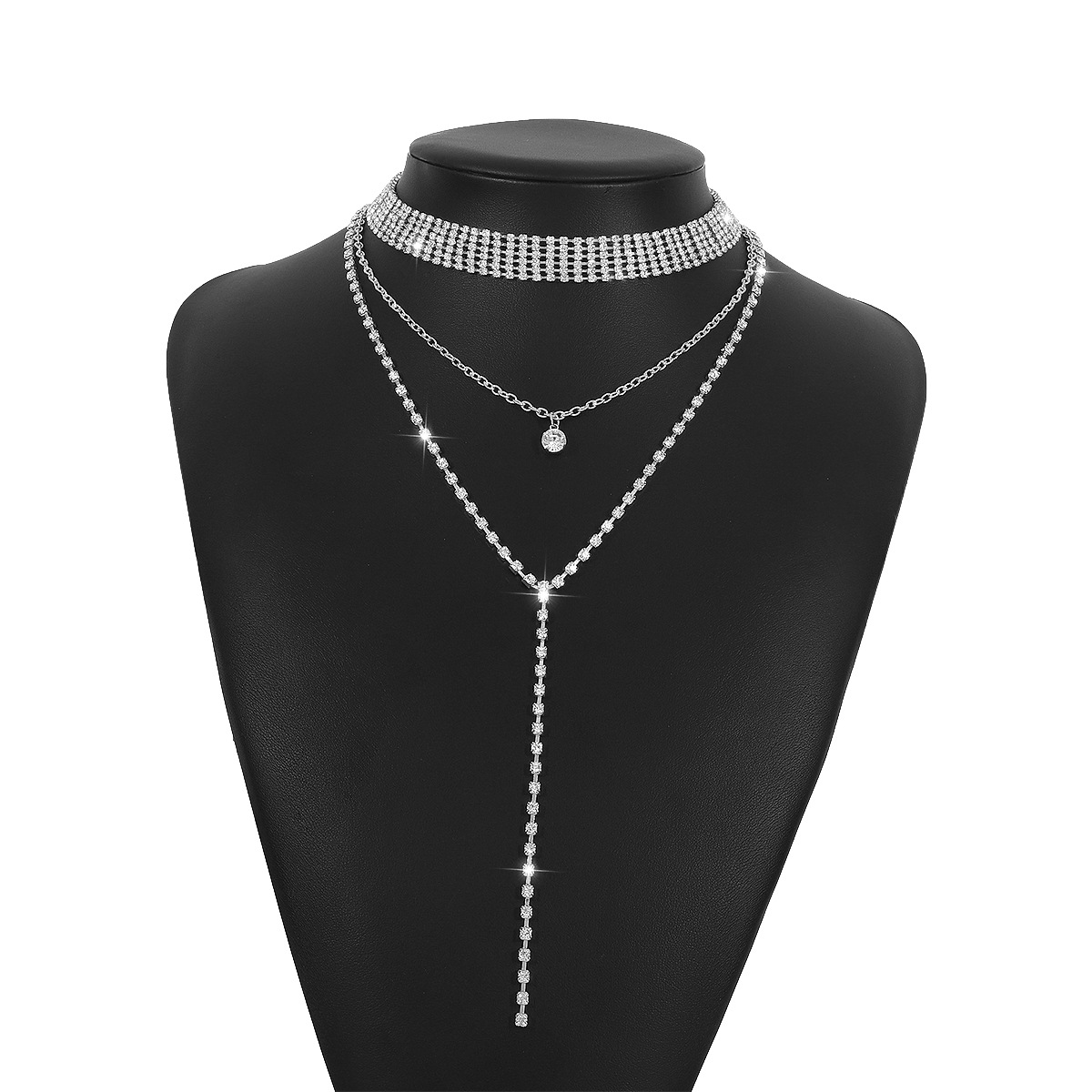 ネックレス・ペンダント Crystal-Layered Chocker Necklace Amazon.com: Iaceble Sparkly Rhinestone Choker Necklace 5 Row