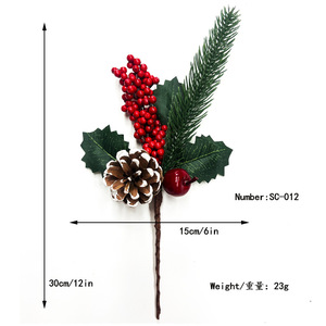 2025 nuevas selecciones artificiales de Navidad, surtido de tallos de bayas rojas con piñas para decoración de arreglos florales de Navidad - Product Image 4