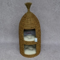 Lit pour chat en corde de paille tressée à la main, double couche, avec coussins en coton doux, écologique, niche pour chaton