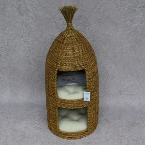 <span class=keywords><strong>Lit</strong></span> pour chat en corde d'herbe tressée à la main, double couche, artisanal, maison pour animaux <span class=keywords><strong>de</strong></span> compagnie, condo pour chaton en corde d'herbe faite à la main avec coussins - Product Image 5