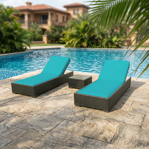 Lit de Jardin Moderne en Rotin et Aluminium, Chaise Longue Confortable avec Coussin Imperméable pour Terrasse - Product Image 2