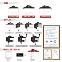 Tente de salon professionnelle 10x10 pieds personnalisée, impression directe usine, pour événements extérieurs, abri promotionnel imperméable avec logo