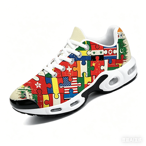 Baskets personnalisées style <span class=keywords><strong>TN</strong></span> à coussin d'air, imprimé puzzle drapeaux du monde, chaussures de course en maille, chaussures décontractées personnalisées pour hommes <span class=keywords><strong>et</strong></span> femmes - Product Image 4