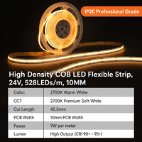 Lampu Strip LED COB Ultra Terang Tanpa Titik 528LED/m 3000K/4000K/6500K DC24V untuk Dekorasi Hotel yang Dapat Disesuaikan
