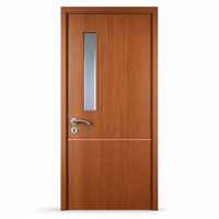 Porte intérieure de salle de patient en HPL stratifié, finition traditionnelle personnalisée, avec fenêtre d'observation en verre et ferme-porte dissimulé