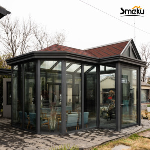 Véranda contemporaine en aluminium avec cadre ultra-fin, design résistant aux intempéries pour balcon, <span class=keywords><strong>terrasse</strong></span> ou jardin privé - Product Image 1