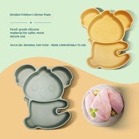 Assiette à ventouse en silicone Koala pour bébé, compartimentée, qualité alimentaire, pour l'alimentation des tout-petits, sans BPA