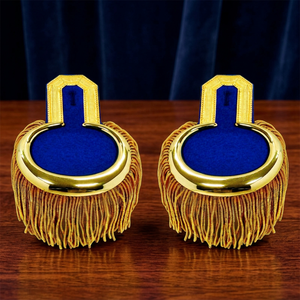 Epaulettes Ligeros para Exteriores con Flecos de Bullion, Insignias Metálicas para Uniforme, Parches Bordados Azules con Inlay para Rango, para Marcha - Product Image 3