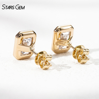 Boucles d'oreilles Starsgem 1,0 ct*2 en or massif 14 carats avec diamants de laboratoire taille émeraude, sertis clos, bijoux pour femme