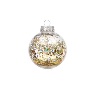 Золотые прозрачные Рождественские шары, декоративные рождественские шары, набор с мягкими украшениями, экологически чистые