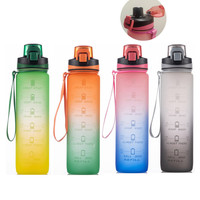 Bouteille d'eau dégradé 32oz 1 litre, bouteille d'eau de motivation, Fitness sport marqueur de temps Tritan 1000 ml bouteille d'eau en plastique