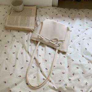 Bolso coreano tipo dumpling con lazo, azul, con cordón, para mujer, uso diario, primavera 2024 - Product Image 2