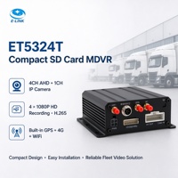 ET5324T Enregistreur vidéo mobile 4 canaux 1080P H.265 avec 4 entrées caméra AHD et 1 entrée caméra IP, GPS, 4G, WiFi, carte SD pour flotte de camions et bus