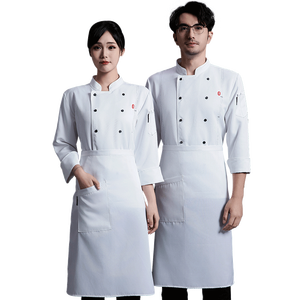 Nouvelle <span class=keywords><strong>veste</strong></span> de chef blanche confortable pour homme, respirante, à manches longues, design de <span class=keywords><strong>veste</strong></span> de chef courte, uniforme de cuisine, hôtel, laboratoire, vêtements de <span class=keywords><strong>boucher</strong></span> - Product Image 6
