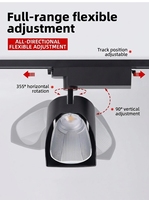 Projecteur LED COB polarisé grand angle anti-éblouissement pour rail, idéal pour l'éclairage d'ambiance des magasins de vêtements et des galeries