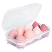 Boîte à œufs à huit compartiments ensemble gourde goutte d'eau coupe biseautée poudre bouffée éponge de beauté pour le maquillage du visage oeuf de maquillage en coton