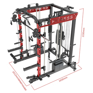 All-in-One Smith Machine Power Cage with Cable Crossover, Lat Pulldown, Squat Rack <strong>and</strong> <strong>Weight</strong> <strong>Bench</strong>, Home &amp; Commercial Gym Stren - Product Image 1