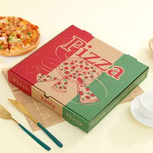 7 8 9 10 11 12 13英寸环保定制印刷瓦楞纸板披萨盒带折叠盖
