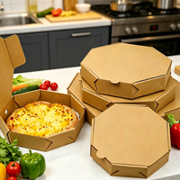 Boîtes à pizza octogonales biodégradables en gros, en carton kraft recyclé, jetables, pour la livraison et les plats à emporter des restaurants