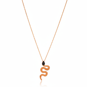 Impresionante collar de serpiente de cabeza negra, collar de serpiente turco hecho a mano, joyería de plata de ley 925 - Product Image 2