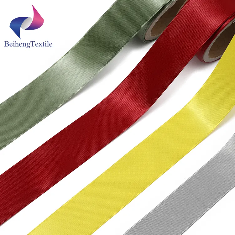 Rollo de satén de seda personalizado, cinta de Color satinado con cable, uso para regalo, fabricación de paquetes, globos artesanales