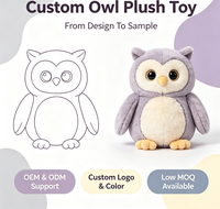Usine de fabrication de jouets en peluche personnalisés OEM ODM |   Peluche hibou douce et rembourrée, personnalisable avec logo, pour cadeau enfant
