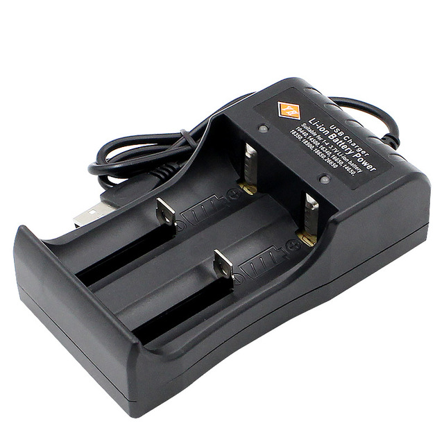 USB Dual Charger for 18650 & 26650 Smart Flashlights 3.7V Lithium Battery Fast 2-Slot Base Charger with EU Socket Standard