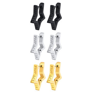 Real U Bijoux <span class=keywords><strong>Viking</strong></span> pour hommes Boucles <span class=keywords><strong>d</strong></span>'oreilles en acier inoxydable en gros pour hommes Bijoux hyperallergéniques Cadeaux Boucles <span class=keywords><strong>d</strong></span>'oreilles créoles étoiles - Product Image 5